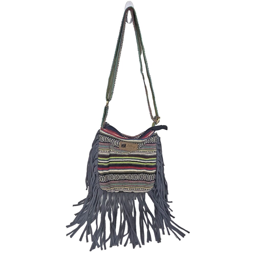 Lakhays Cotton Woven Fringe Crossbody Bag SMALL Boho Hippie Made in Nepal Travel